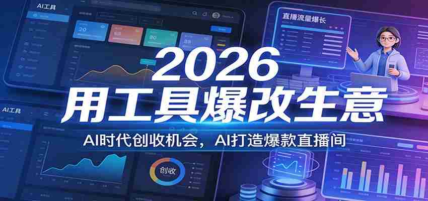 2026用工具爆改生意，AI时代创收机会，AI打造爆款直播间-金启