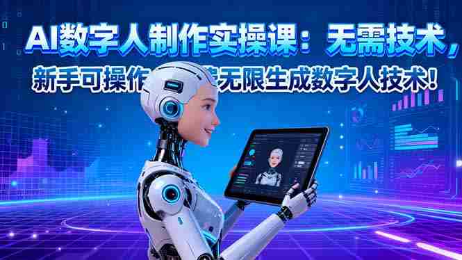 （16376期）AI数字人制作实操课：无需技术，新手可操作，免费无限生成数字人技术！-金启