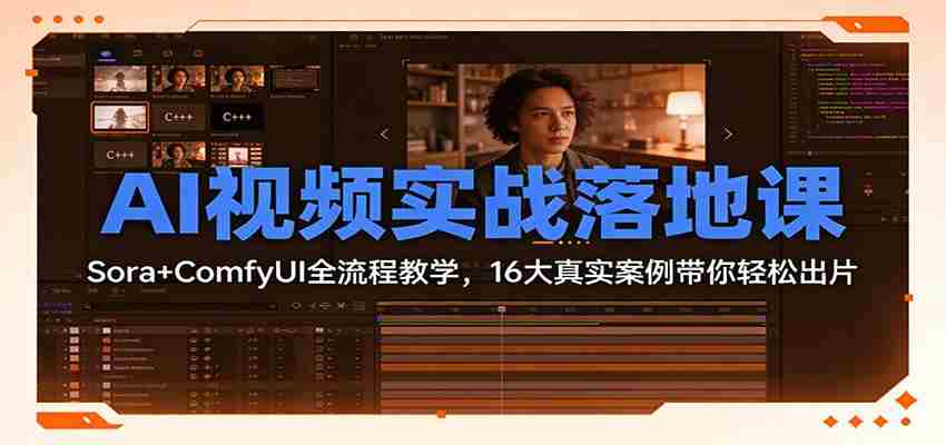 AI视频实战落地课：Sora+ComfyUI全流程教学，16大真实案例带你轻松出片-金启