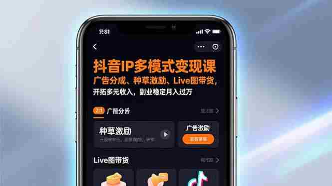 （17014期）抖音IP多模式变现课，广告分成、种草激励、Live图带货，开拓多元收入，副业稳定月入过万-金启