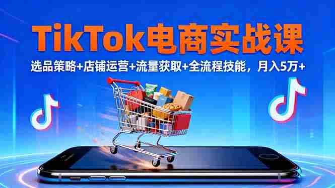 (16422期)TikTok电商实战课10月,选品策略+店铺运营+流量获取+全流程技能,月入5万+-金启