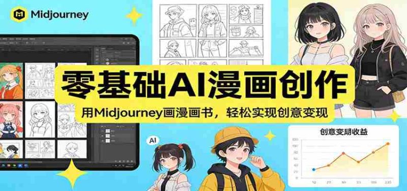 零基础AI漫画创作：用Midjourney画漫画书，轻松实现创意变现-金启