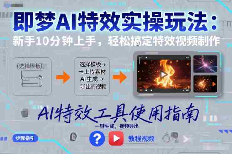 即梦AI特效实操玩法：新手10分钟上手，轻松搞定特效视频制作-金启