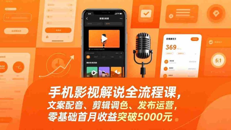 （17391期）手机影视解说全流程课，文案配音、剪辑调色、发布运营，零基础首月收益突破5000元-金启