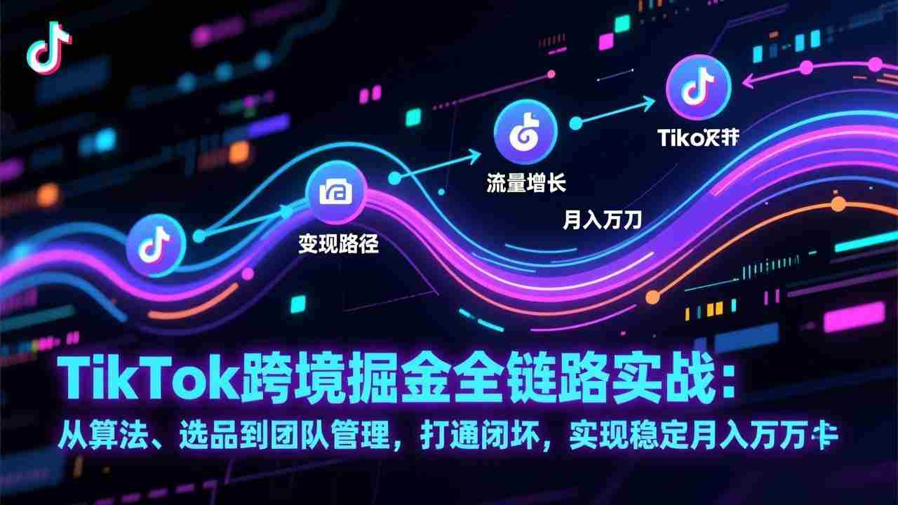 （17216期）TikTok跨境掘金全链路实战：从算法、选品到团队管理，打通闭环，实现稳定月入万刀-金启