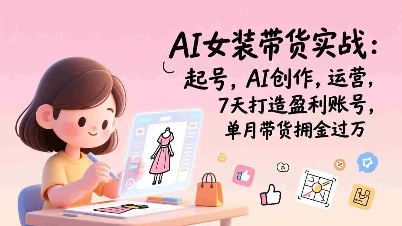（17117期）AI女装带货实战班（更新）：起号，AI创作，运营，7天打造盈利账号，单月带货佣金过万-金启
