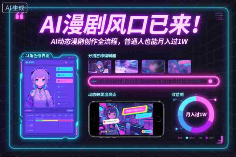 AI漫剧风口已来！AI动态漫剧创作全流程，普通人也能月入过1W-金启