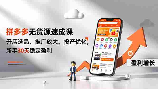 （16785期）拼多多无货源速成课，开店选品、推广放大、投产优化，新手30天稳定盈利-金启