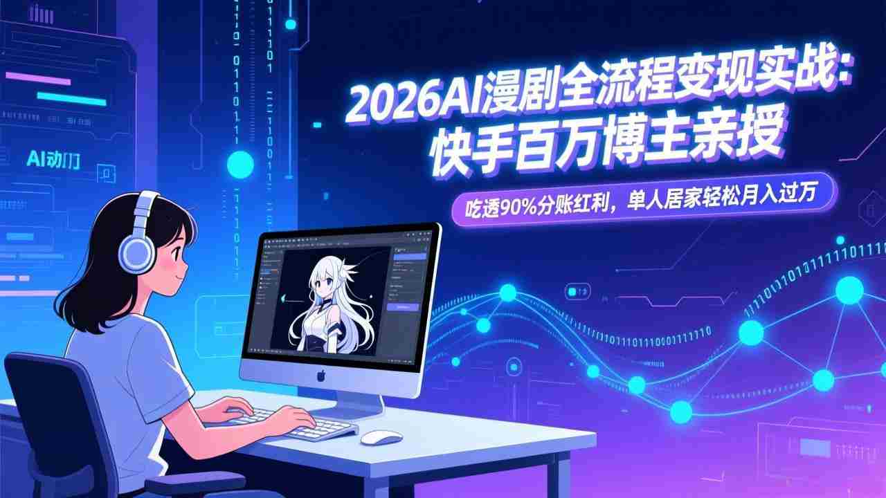 （17266期）2026AI漫剧全流程变现实战：快手百万博主亲授，吃透90%分账红利，单人居家轻松月入过万-金启