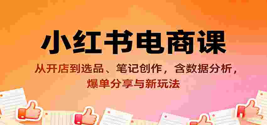 小红书电商课：从开店到选品、笔记创作，含数据分析，爆单分享与新玩法-金启