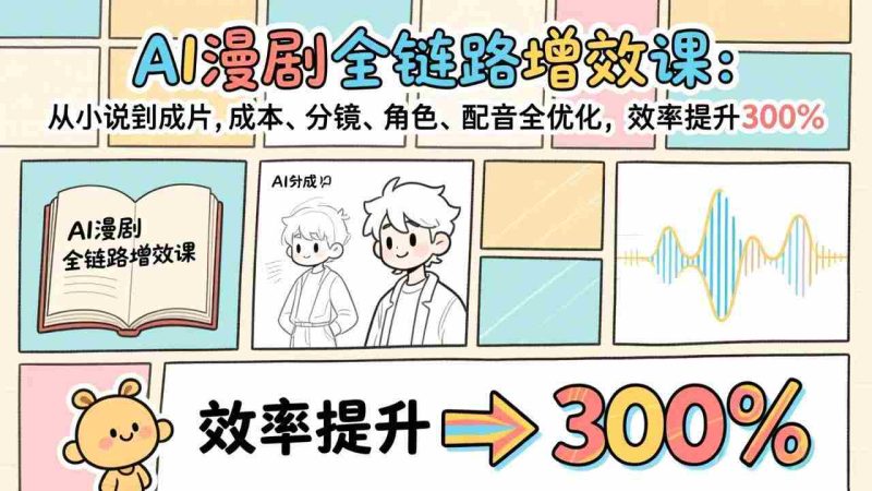 (17245期)AI漫剧全链路增效课:从小说到成片,成本、分镜、角色、配音全优化,效率提升300%-金启