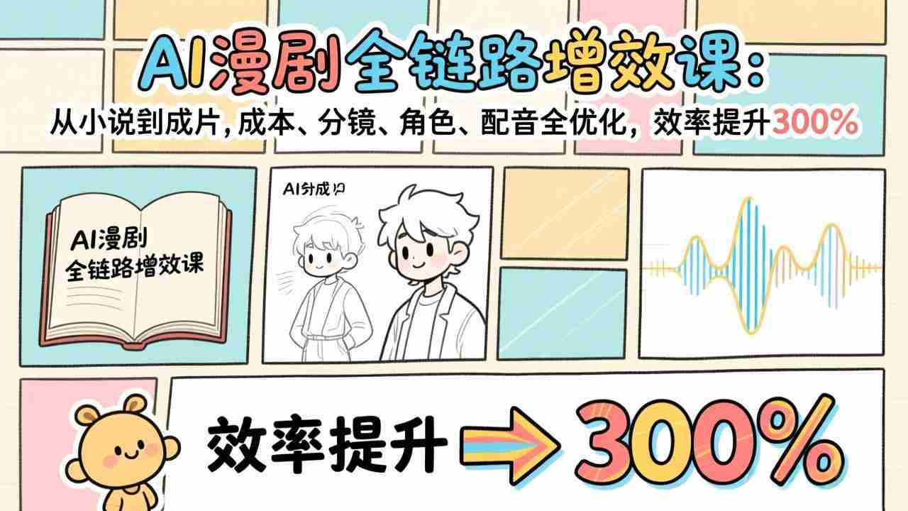 （17245期）AI漫剧全链路增效课：从小说到成片，成本、分镜、角色、配音全优化，效率提升300%-金启