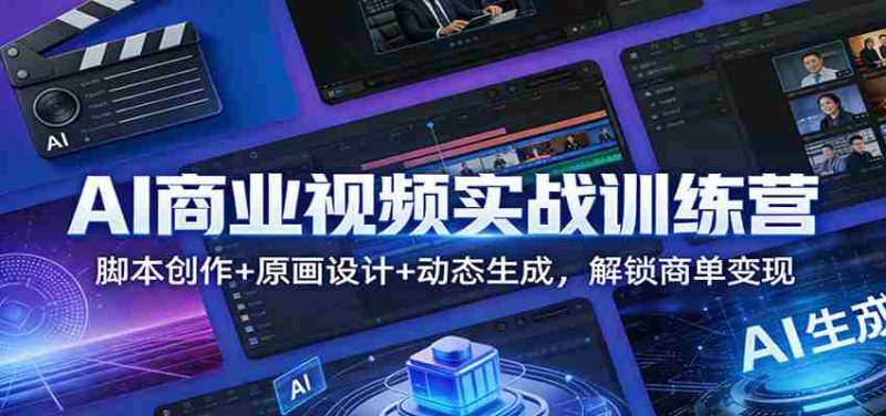 AI商业视频实战训练营：脚本创作+原画设计+动态生成，解锁商单变现-金启
