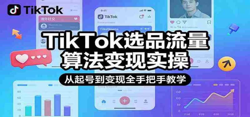 TikTok选品流量算法变现实操，从起号到变现全手把手教学-金启