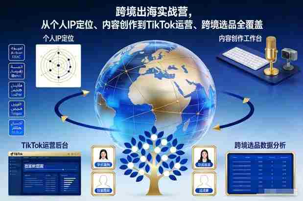 跨境出海实战营，从个人IP定位、内容创作到TikTok运营、跨境选品全覆盖-金启