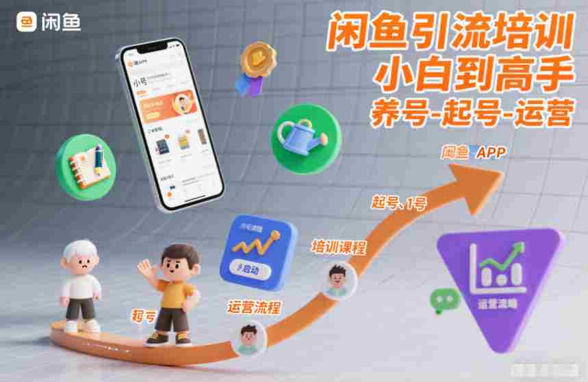 闲鱼引流培训，小白到高手，养号-起号-运营-金启