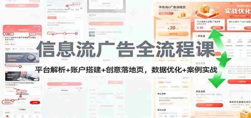信息流广告全流程课：平台解析+账户搭建+创意落地页，数据优化 + 案例实战-金启