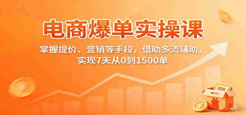 电商爆单实操课：掌握提价、营销等手段，借助多流辅助，实现7天从0到1500单-金启