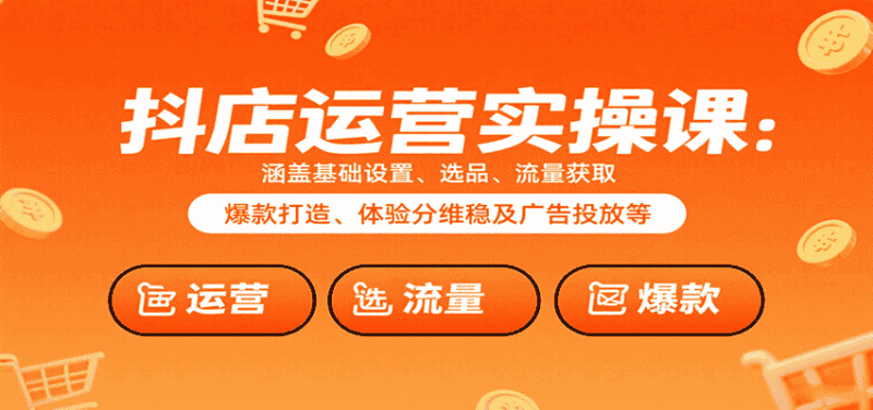 抖店运营实操课：涵盖基础设置、选品、流量获取、爆款打造、体验分维稳及广告投放等-金启