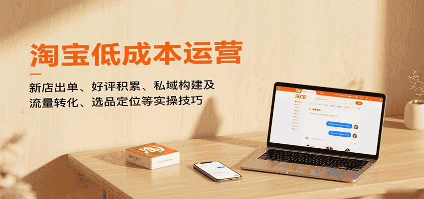 淘宝低成本运营，新店出单、好评积累、私域构建及流量转化、选品定位等实操技巧-金启