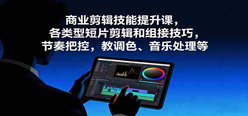 商业剪辑技能提升课，各类型短片剪辑和组接技巧，节奏把控，教调色、音乐处理等-金启