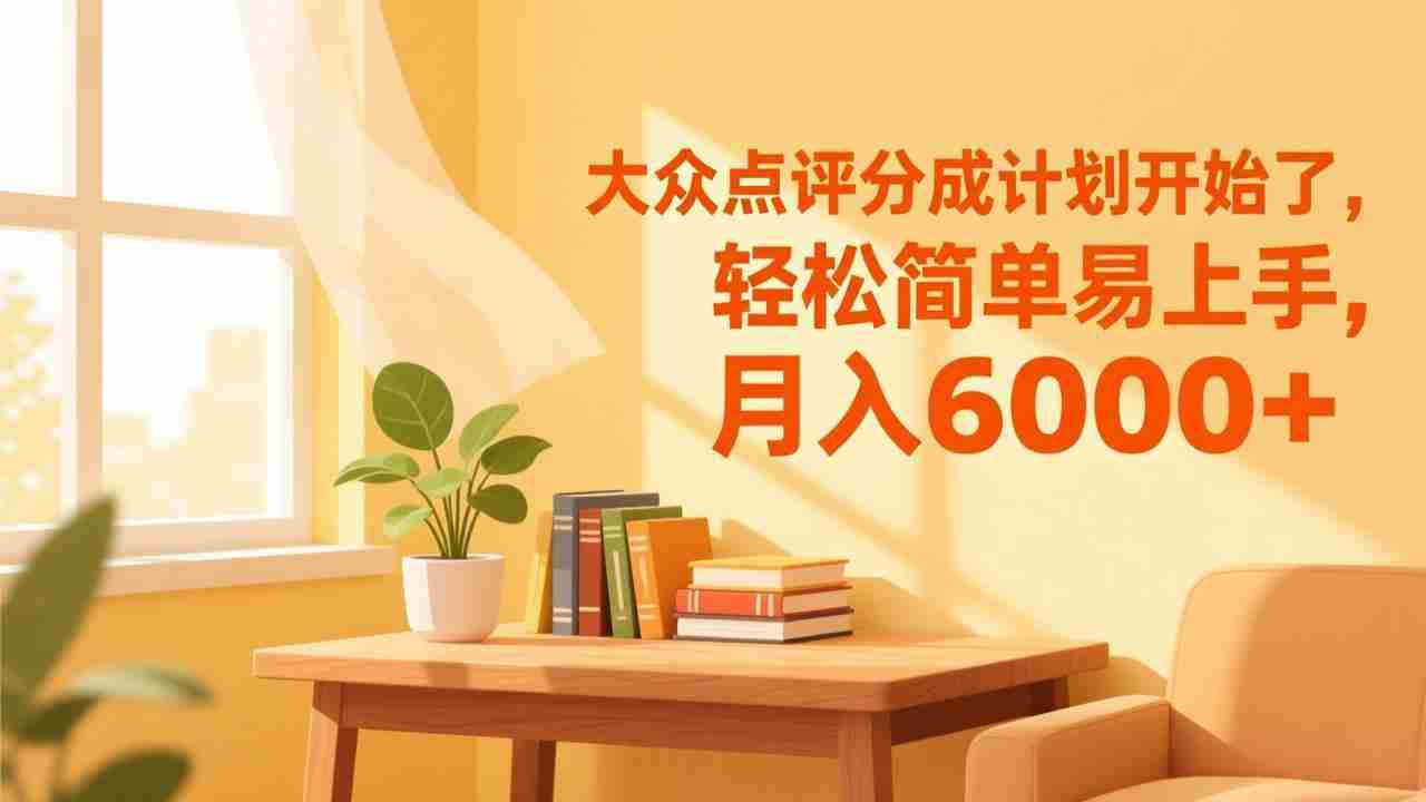 （17056期）大众点评分成计划开始了，轻松简单易上手，月入6000+-金启