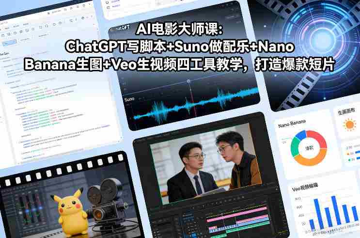 AI电影大师课:ChatGPT写脚本+Suno做配乐+Nano Banana生图+Veo生视频,打造爆款短片-金启