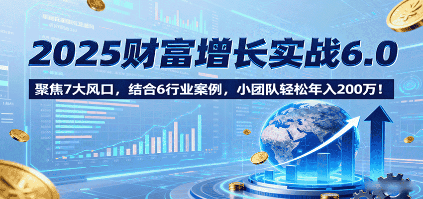 2025财富增长实战6.0，聚焦7大风口，结合6行业案例，小团队轻松年入200万！-金启