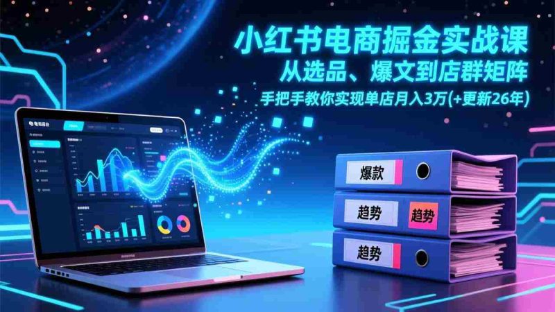 （17290期）小红书电商掘金实战课，从选品、爆文到店群矩阵，手把手教你实现单店月入3万+(更新26年)-金启
