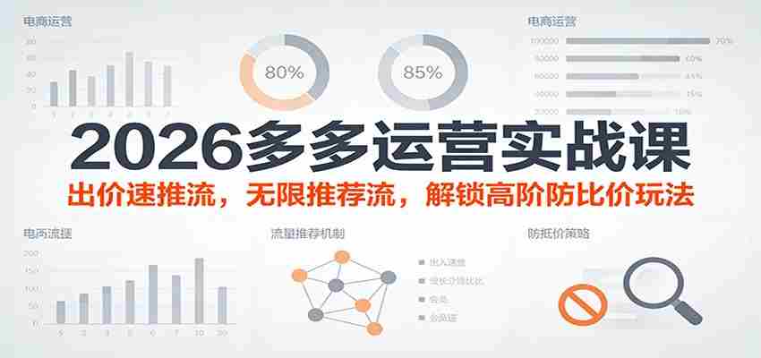 2026多多运营实战课：出价速推流，无限推荐流，解锁高阶防比价玩法（更新）-金启