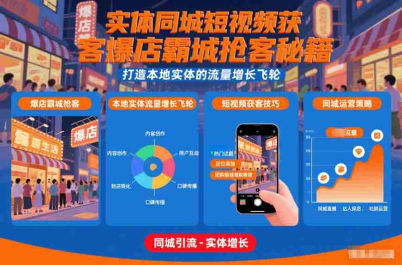 实体同城短视频获客爆店霸城抢客秘籍，打造本地实体的流量增长飞轮-金启