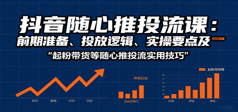 抖音随心推投流课：前期准备、投放逻辑、实操要点及起粉带货等随心推投流实用技巧-金启