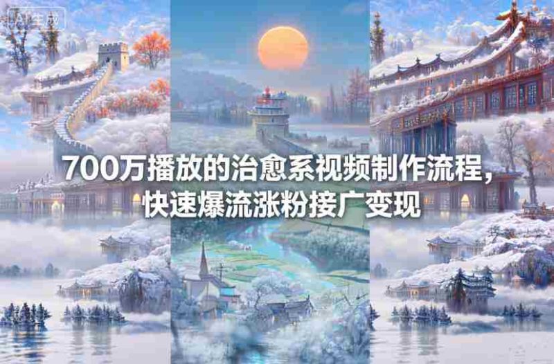 700万播放的治愈系视频制作流程，快速爆流涨粉接广变现-金启