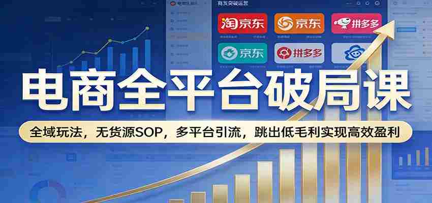电商全平台破局课：全域玩法，无货源SOP，多平台引流，跳出低毛利实现高效盈利-金启