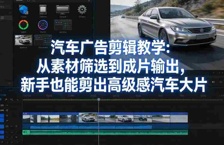 汽车广告剪辑教学：从素材筛选到成片输出，新手也能剪出高级感汽车大片-金启