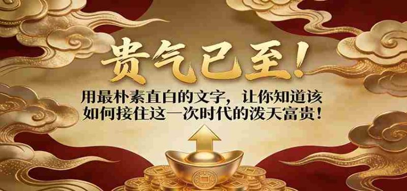 付费文章：贵气已至！用最朴素直白的文字，让你知道该如何接住这一次时代的泼天富贵！-金启