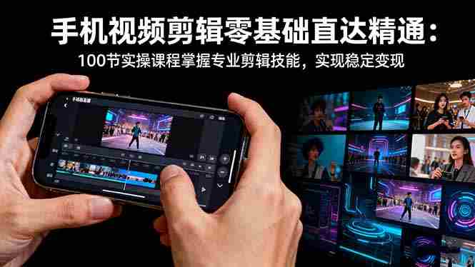 （16466期）手机视频剪辑零基础直达精通：100节实操课程掌握专业剪辑技能，实现稳…-金启