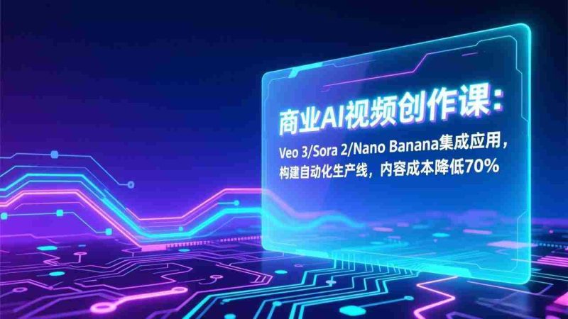 (17070期)商业AI视频创作课:Veo 3/Sora 2/Nano Banana集成应用,构建自动化生产线,内容成本降低70%-金启