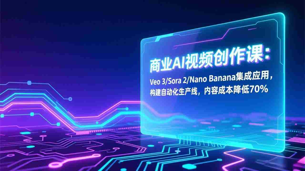 （17070期）商业AI视频创作课：Veo 3/Sora 2/Nano Banana集成应用，构建自动化生产线，内容成本降低70%-金启