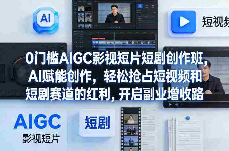 0门槛AIGC影视短片短剧创作班，AI赋能创作，轻松抢占短视频和短剧赛道的红利，开启副业增收路-金启