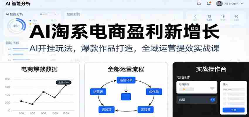 AI淘系电商盈利新增长，AI开挂玩法，爆款作品打造，全域运营提效实战课-金启