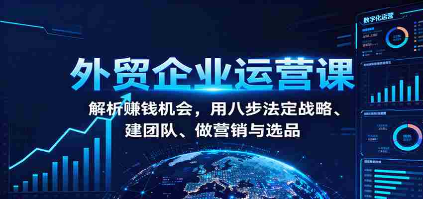 外贸企业运营课：解析赚钱机会，用八步法定战略、建团队、做营销与选品-金启