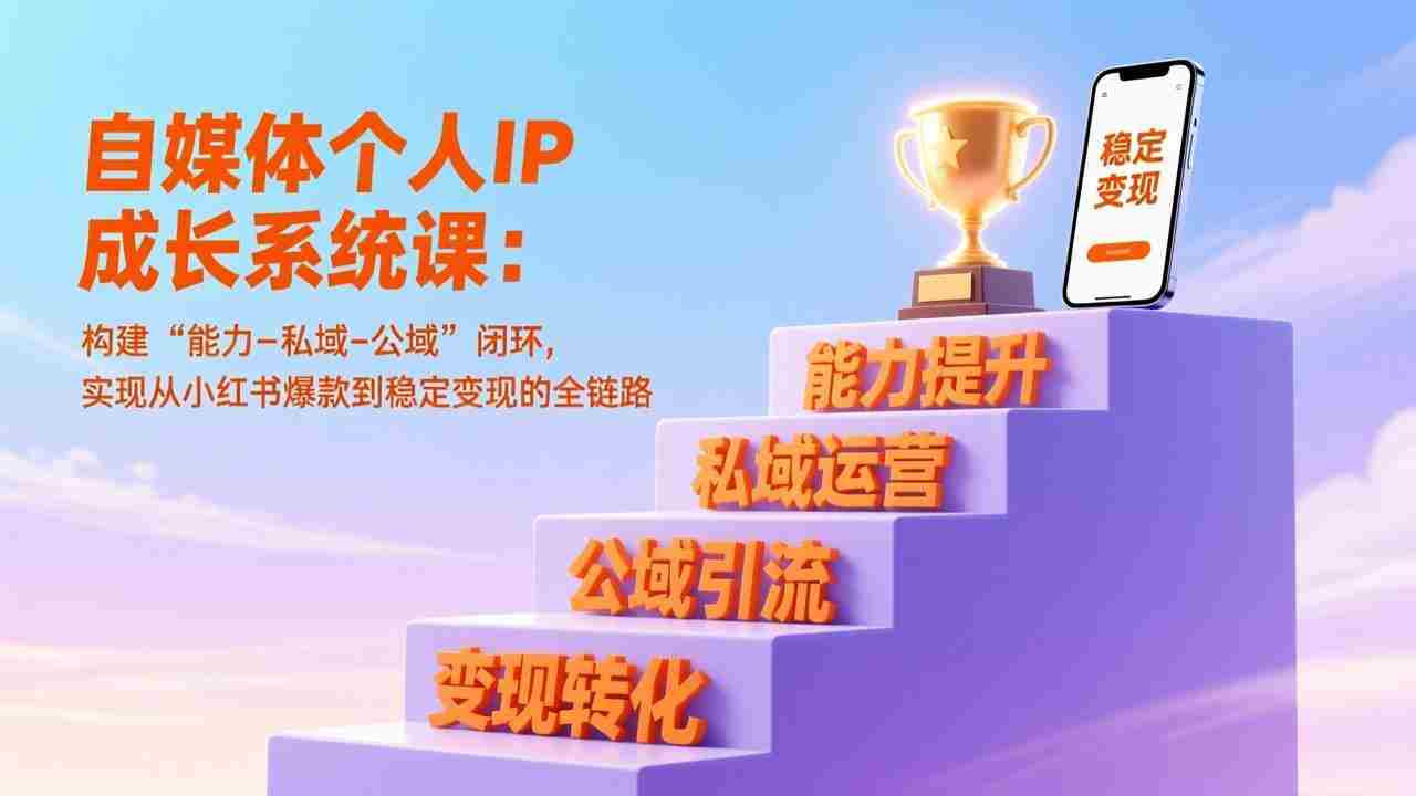（17192期）自媒体个人IP成长系统课：构建“能力-私域-公域”闭环，实现从小红书爆款到稳定变现的全链路-金启