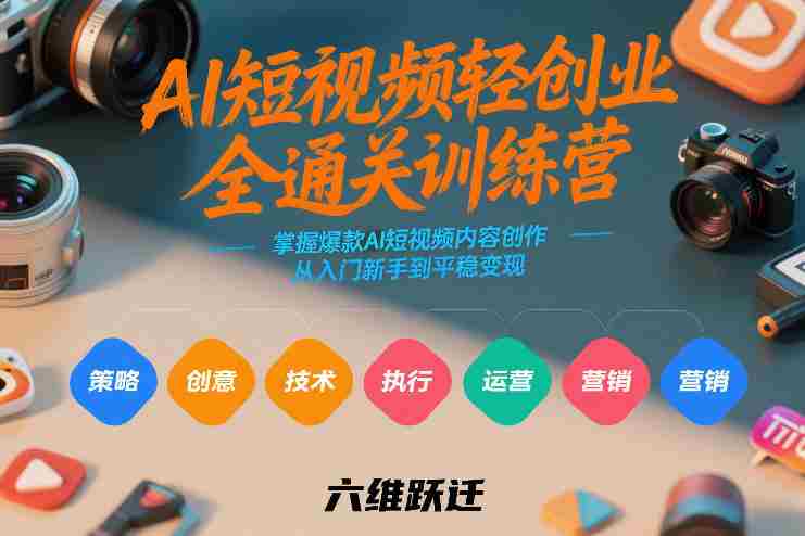 AI短视频轻创业全通关训练营，掌握爆款AI短视频内容创作，从入门新手到平稳变现的六维跃迁-金启