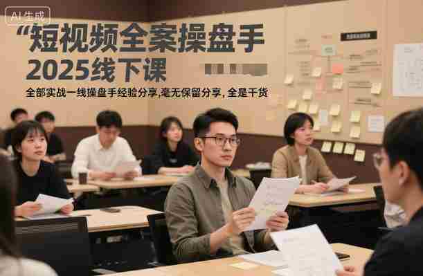 短视频全案操盘手2025线下课，全部实战一线操盘手经验分享，毫无保留分享，全是干货-金启