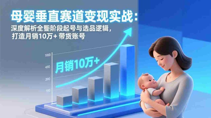 （17233期）母婴垂直赛道变现实战：深度解析三大阶段起号与选品逻辑，打造月销10万+带货账号-金启