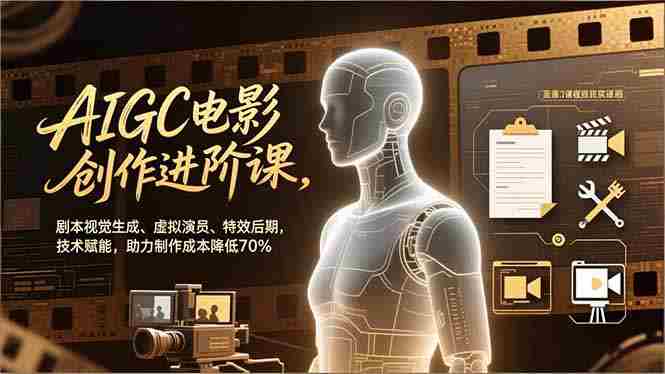 （16939期）AIGC电影创作进阶课，剧本视觉生成、虚拟演员、特效后期，技术赋能，助力制作成本降低70%-金启