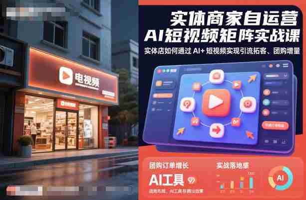 实体商家自运营AI短视频矩阵实战课，实体店如何通过AI+短视频实现引流拓客、团购增量-金启