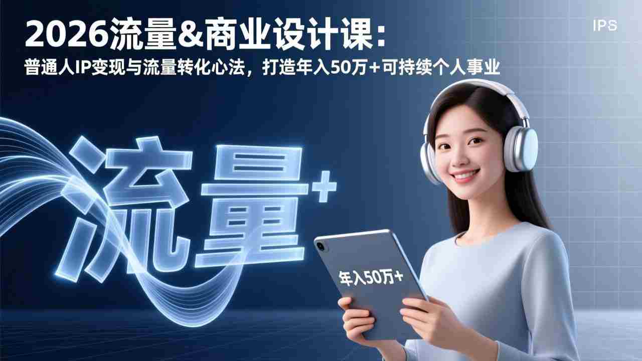 （17246期）2026流量&商业设计课：普通人IP变现与流量转化心法，打造年入50万+可持续个人事业-金启