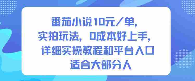 番茄小说10米每单，实拍玩法，0成本好上手，详细实操教程和平台入口适合大部分人-金启